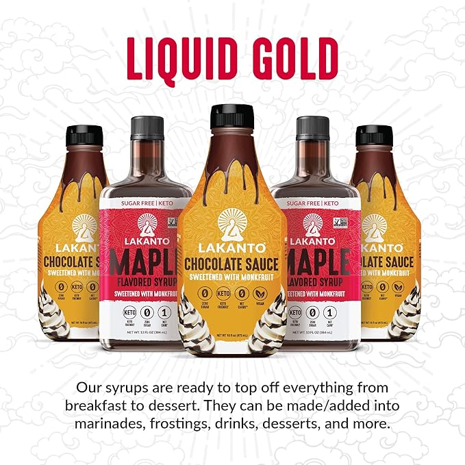 Lakanto Sugar Free Maple Syrup - Monk Fruit Sweetener, Keto Diet Friendly, Vegan, 1g Net Carbs