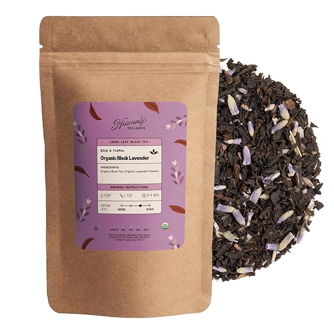 Heavenly Tea Leaves Organic Black Lavender, Loose Leaf Black Tea, 4 oz. (Approx. 50 Cups of Tea)