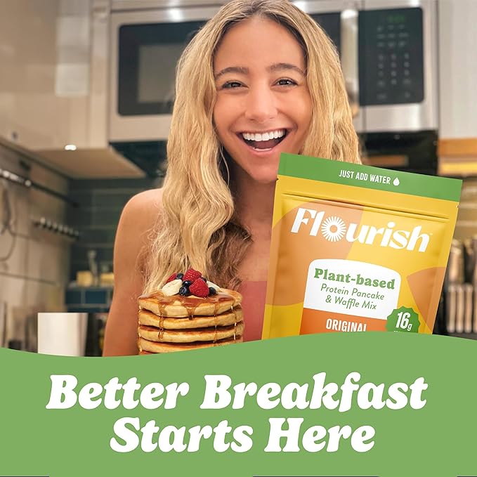 Flourish Plant-Based Protein Pancake & Waffle Mix, Gluten-Free, Dairy-Free, Nut-Free, Soy-Free