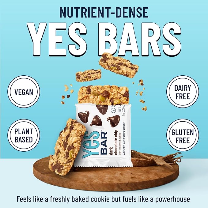 The YES Bar ??Dark Chocolate Chip ??Plant Based Protein, Decadent Snack Bar ??Vegan, Paleo, Gluten