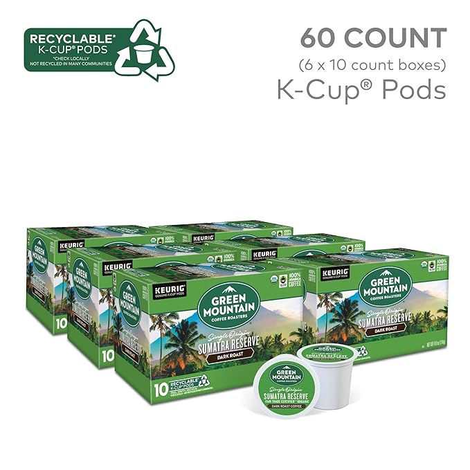 Green Mountain Coffee Roasters Sumatra Reserve, Keurig Single Serve K-Cup Pods, Dark Roast Coffee
