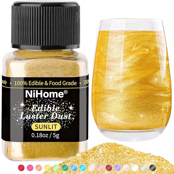 NiHome Edible Food-Grade Glimmer Powder Glitter Luster Dust Metallic Food Decorating Sprinkle