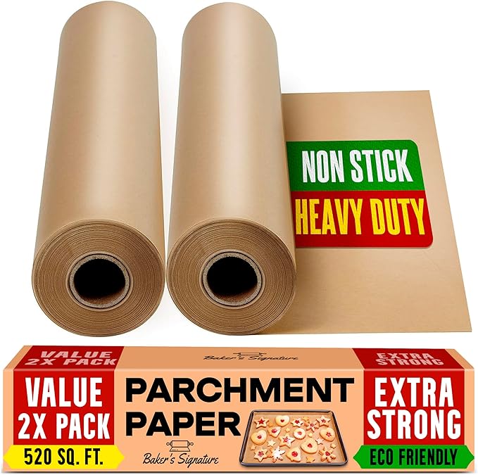 Unbleached Parchment Paper for Baking ??2-Pack 520 Sq.Ft Total - 15 in x 210 ft Baking Paper Roll