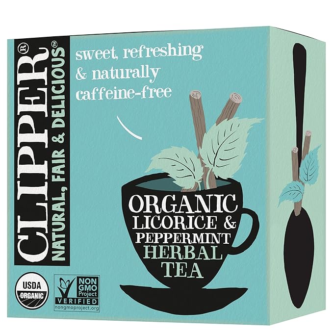 Clipper Tea Peppermint & Licorice Teabags ??Caffeine Free, USDA Organic, Great Hot or Iced ??Sweet