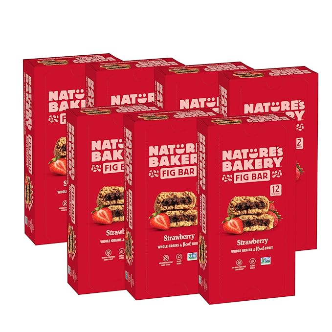Nature?™s Bakery Whole Wheat Fig Bars, Strawberry, Real Fruit, Vegan, Non-GMO, Snack bar, 7 boxes