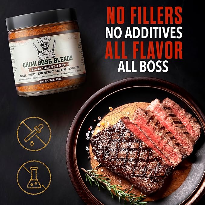 Sweet Heat BBQ Rub by Chimi Boss Blends, 7oz ??All-Natural BBQ Seasoning with a Bold Kick of Sweet