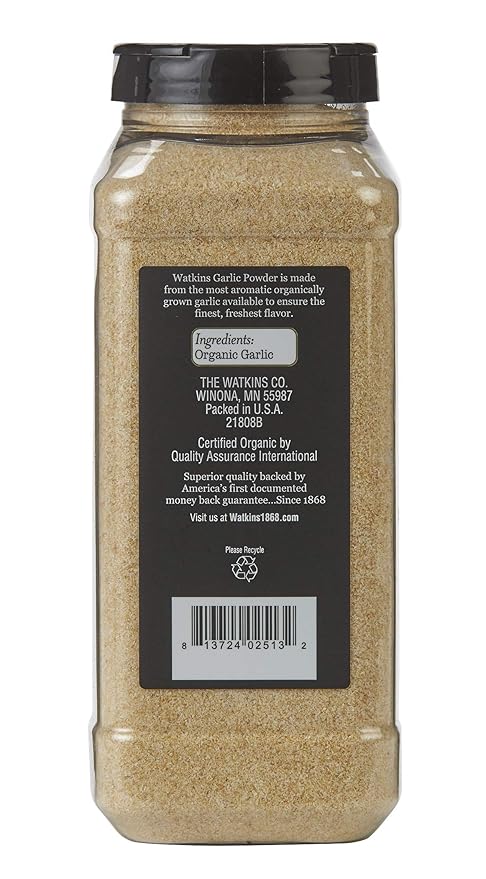Watkins Gourmet Spice, Organic Garlic Powder, 22.0 oz. Bottle (21808)