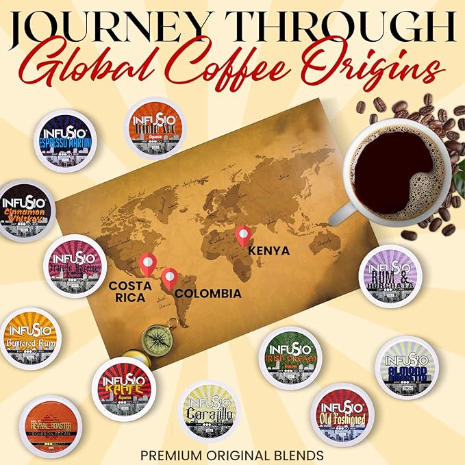 InfuSio Coffee Pods 96 Count Espresso Martini Flavored Medium Roast Single serve Coffee pods for