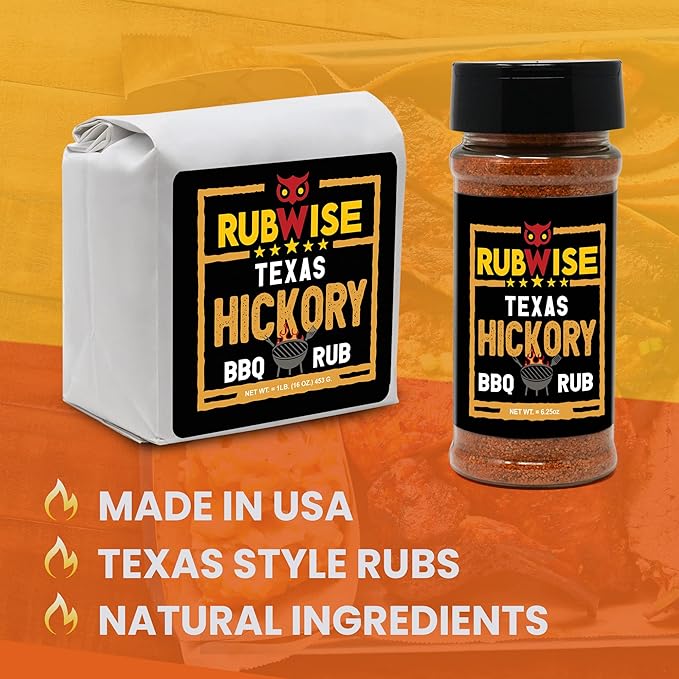RubWise Texas Style BBQ Hickory Rub (No MSG) | Meat Seasonings & Dry Rubs for Smoking and Grilling