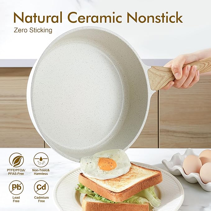 SENSARTE Nonstick Ceramic Cookware Set 13-Piece, Healthy Pots and Pans Set, Non-toxic Kitchen