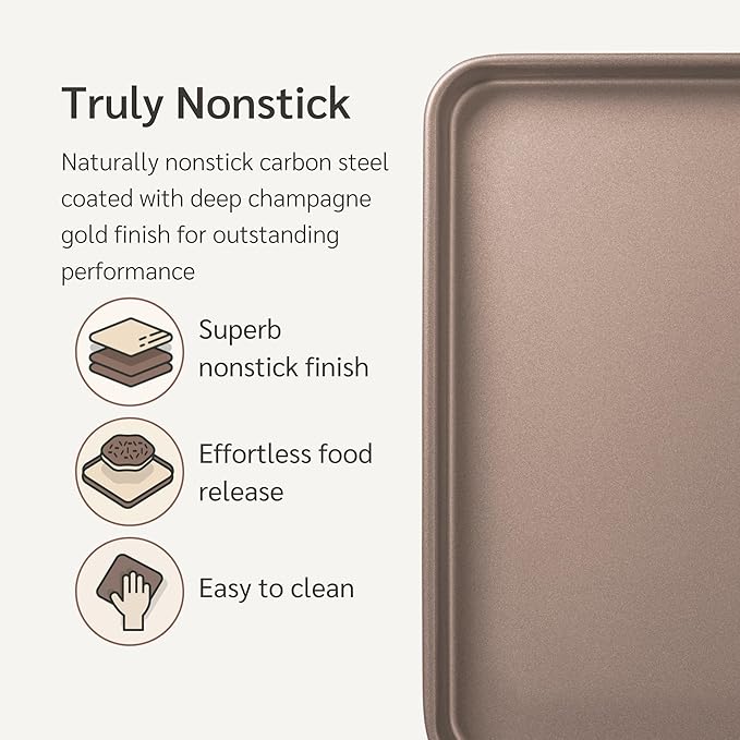 Nonstick 9x13 inch Quarter Baking Sheet Set of 2 | PFOA & BPA Free Non Toxic 13x9 inches Cookie