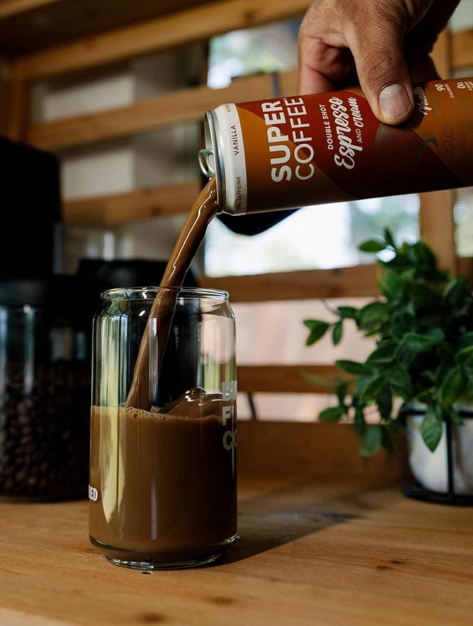SUPER COFFEE Espresso, Iced Keto Coffee (0g Added Sugar, 10 Calories) [Triple Shot Black] 11 Fl Oz
