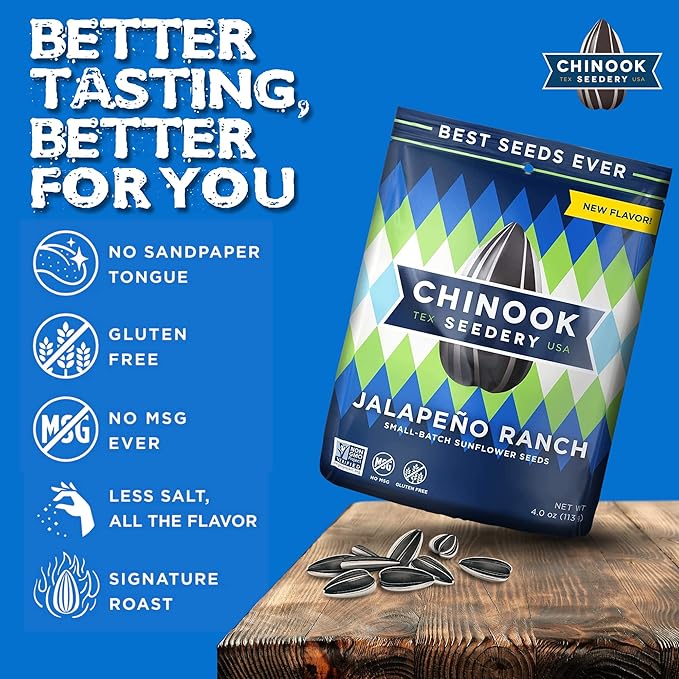 Chinook Seedery Roasted Sunflower Seeds - Jumbo Seeds Keto Snacks - Best For Snack Packs - Gluten