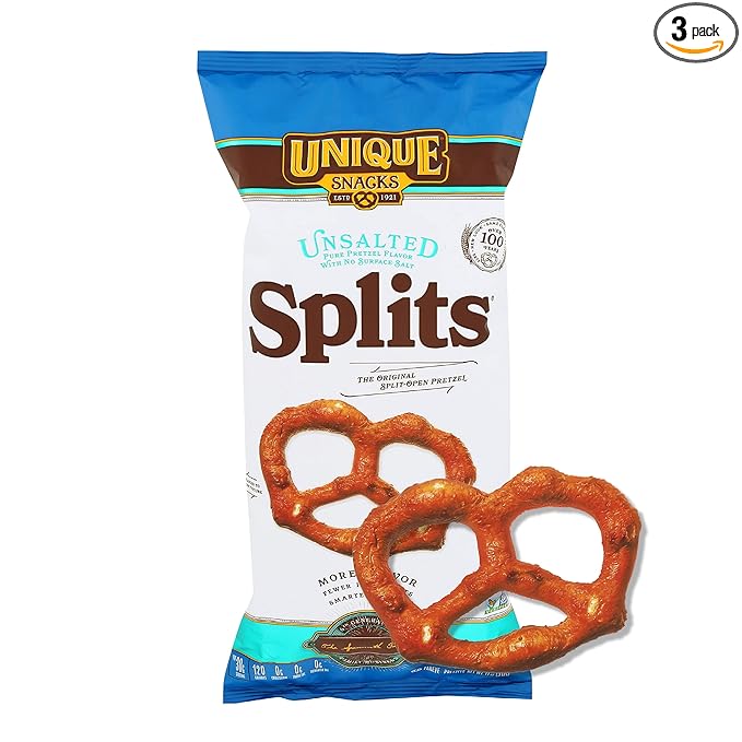 Unique Snacks Unsalted Splits, Delicious, Vegan, Homestyle Baked, Certified OU Kosher and Non-GMO