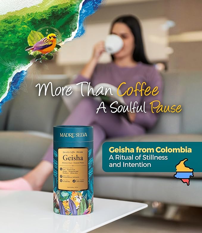 Colombian Geisha Coffee Whole Bean Medium Roast Arabica Gourmet Fresh Single Origin Premium Low