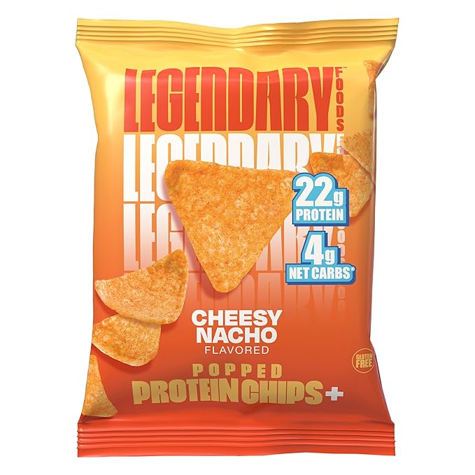 Legendary Foods Cheesy Nacho Protein Chips – Popped Tortilla Style – 22g High Protein, 4g Net