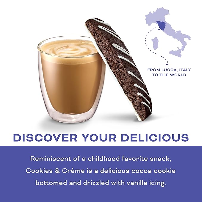 Nonni's Cookies & Crème Biscotti, Rich Dark Cocoa Cookie with Vanilla Icing, 8 Individually Wrapped
