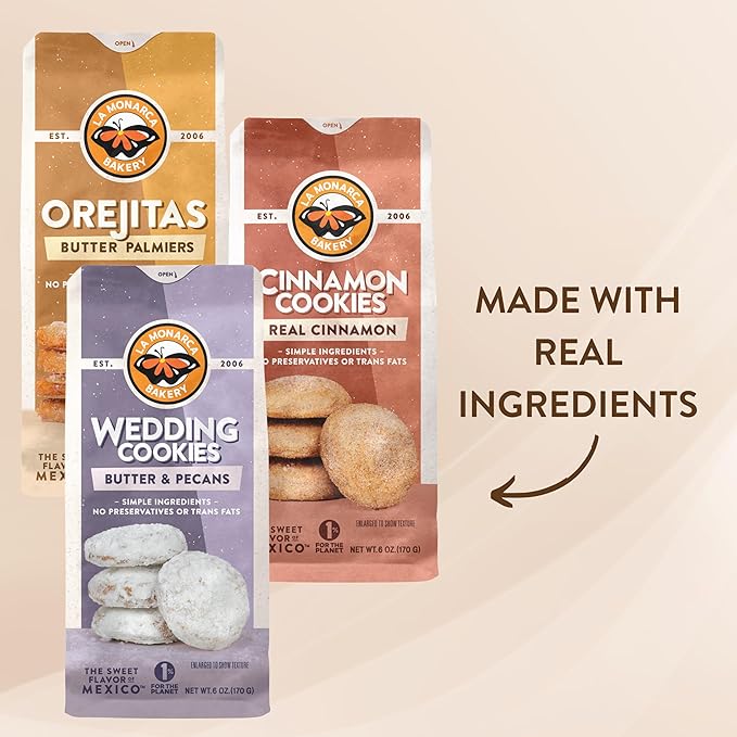 Mexican Cookie Variety Pack (Pack of 3), Cinnamon Cookies, Mexican Wedding Cookies, Orejitas by La