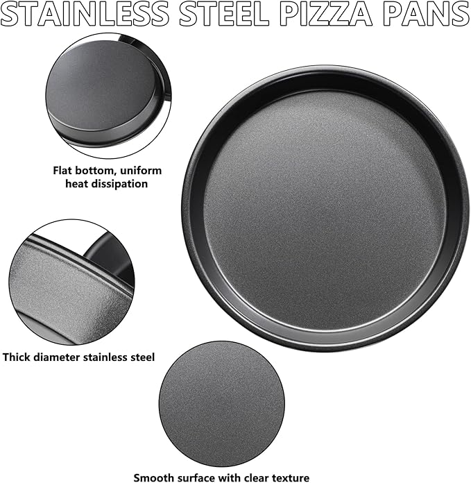 7 inch Pizza pan of 3 Stainless Steel Pizza Plates Non Stick Bakeware Sets Pizza Baking pans Set