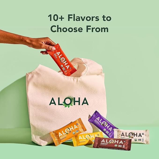 ALOHA Organic Plant Based Protein Bars - Chocolate Espresso (85mg Caffeine) - 12 Bars, Vegan, Low