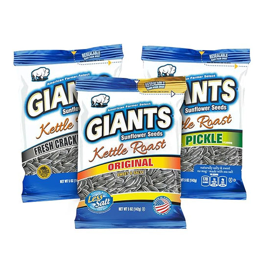GIANTS Sunflower Seeds Variety Pack - Flavored Sunflower Seeds to Eat, Dill Pickle Sunflower Seeds