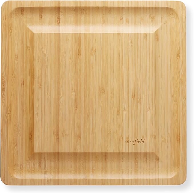 Casafield Bamboo Cheese Board Gift Set, Charcuterie Board Serving Platter with Stainless Steel