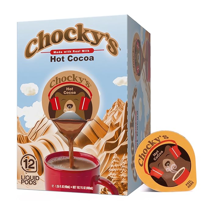 Chocky?™s by Java House Single-Serve Hot Chocolate Pods - Peel and Pour Liquid Concentrate - Hot