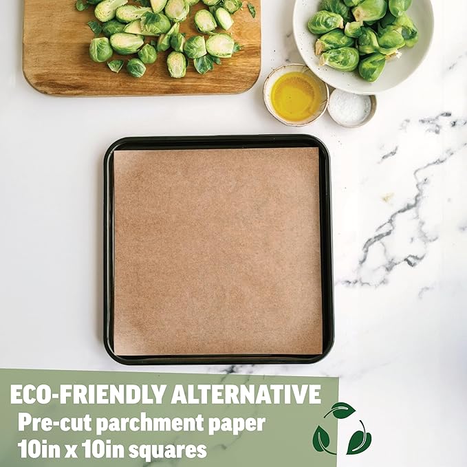 Zenlogy 10x10 Parchment Paper Squares (200 Sheets), Unbleached, High Heat, Non-stick, Pre-cut