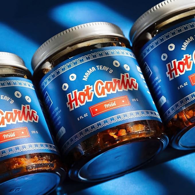 Mama Teav's Mild Garlic Chili Crisp - Mild, Crunchy, Umami Chili Oil with Garlic & Cambodian Chilis