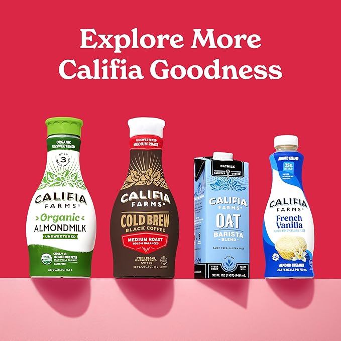 Califia Farms - Pure Black Medium Roast Cold Brew Coffee, 32 Oz (Pack of 6), 100% Arabica, Shelf