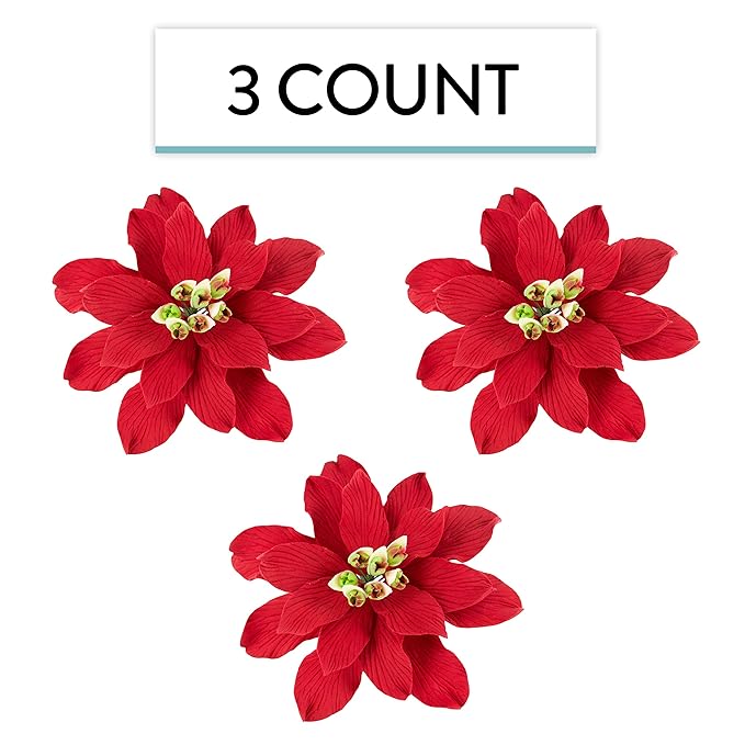 Global Sugar Art Poinsettia Sugar Cake Flowers, Fancy, Large Red, 3 Count by Chef Alan Tetreault.