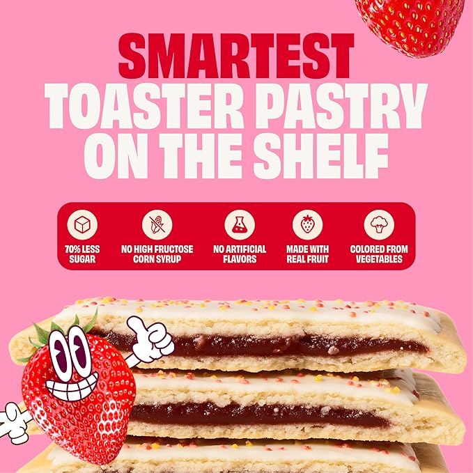 Smart Tart Toaster Pastries Frosted Strawberry - Low Sugar Snacks, Healthy Breakfast Pastry, On the