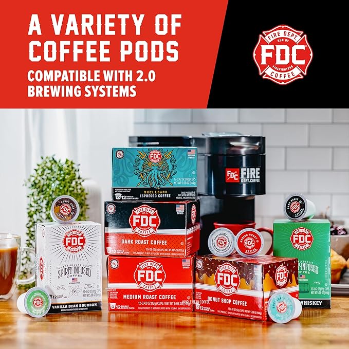 Fire Department Coffee - Gives Back to Firefighters - Irish Whiskey Infused K Cups - Non-Alcoholic