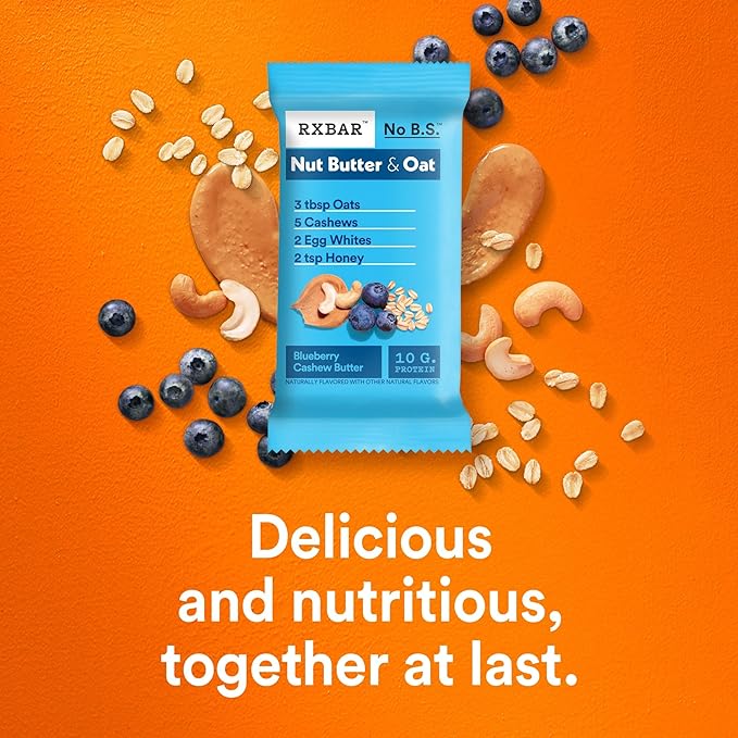 RXBAR Nut Butter and Oat Protein Bars, Protein Snacks, Snack Bars, Blueberry Cashew Butter, 23.2oz