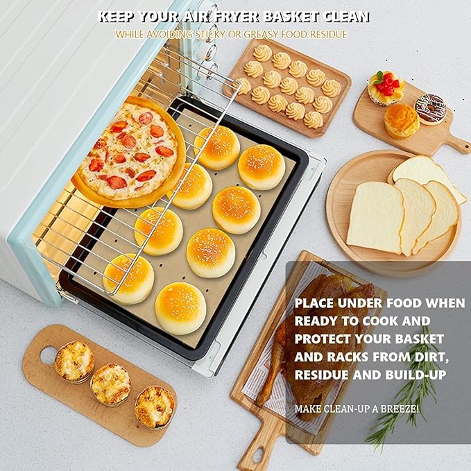 WMKGG 200 PCS Unbleached Air Fryer Parchment Paper, 11 x 9 inch Perforated Rectangular Air Fryer