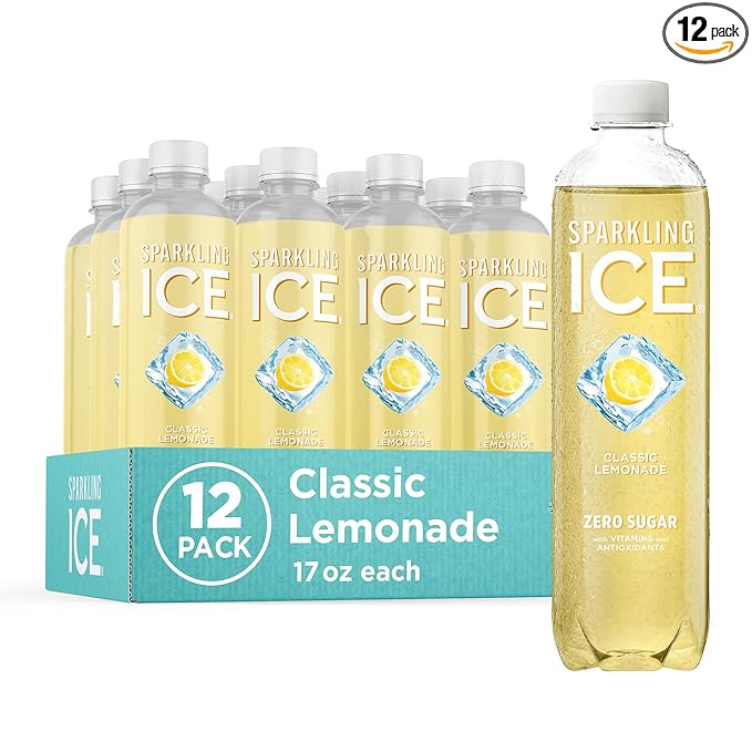 Sparkling Ice, Classic Lemonade Sparkling Water, Zero Sugar Flavored Water, with Vitamins and