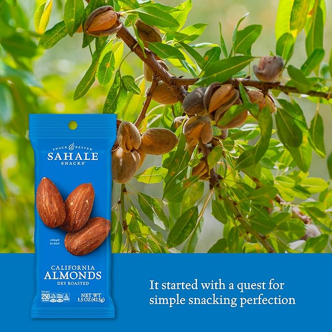 Sahale Snacks California Dry Roasted Almonds, 1.5 oz Grab & Go Bags (18 Packs) - Dry-Roasted
