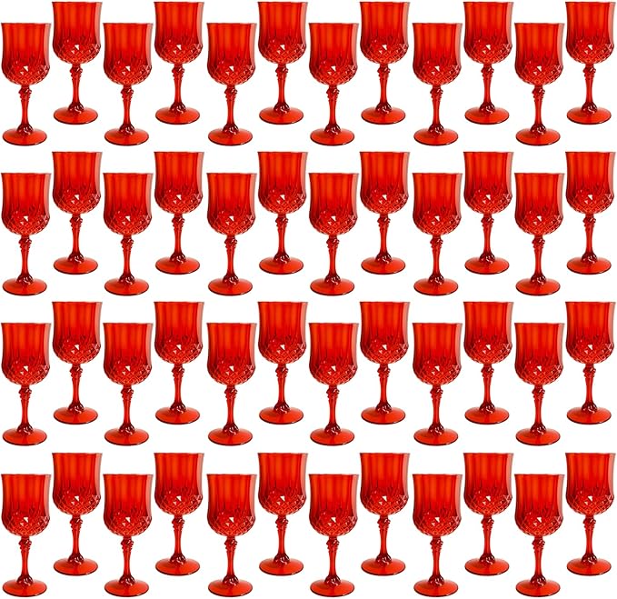 Plastic Wine Glasses，Plastic Goblets Vintage Style Cordial Drinking Glasses for Wedding Reception