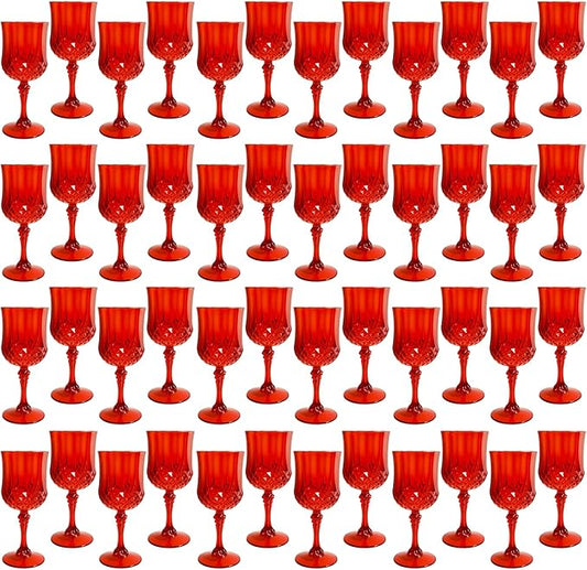 Plastic Wine Glasses，Plastic Goblets Vintage Style Cordial Drinking Glasses for Wedding Reception