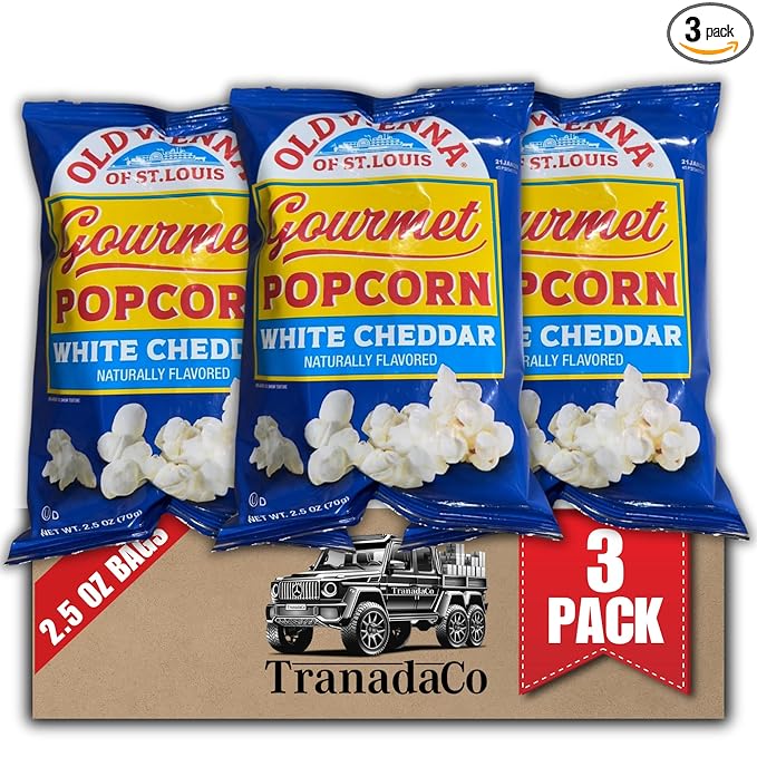 Old Vienna of St. Louis White Cheddar Popcorn 2.5oz Bag, 3-Pack Creamy Cheese Flavor Snack (by
