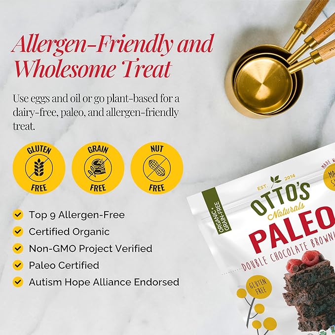 Otto's Naturals Grain-Free Paleo Double Chocolate Brownie Mix, 11.1 Oz., Top 9 Allergen-Free