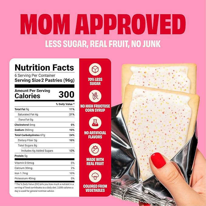 Smart Tart Toaster Pastries Frosted Strawberry - Low Sugar Snacks, Healthy Breakfast Pastry, On the