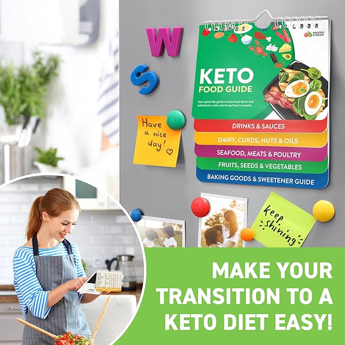 Keto Cheat Sheets Magnets Booklet - Keto Gifts for Women - Keto Diet Beginners Guide - Keto Food