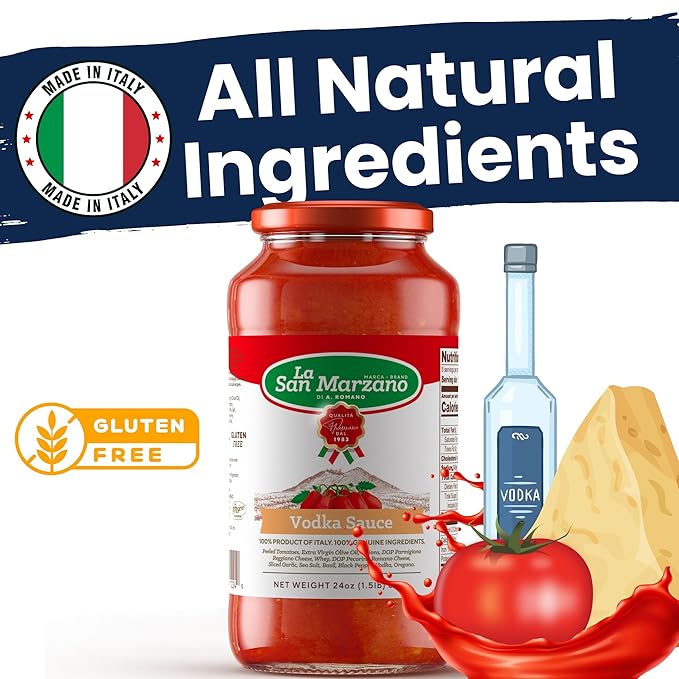 La San Marzano Vodka Sauce, 24 oz, Pasta Sauce Made in Italy, All Purpose Tomato Premium Quality