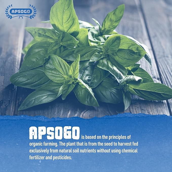 APSOGO Organic Dried Basil - Greek Basil Leaves for Cooking, Pure & Aromatic Herb Seasoning
