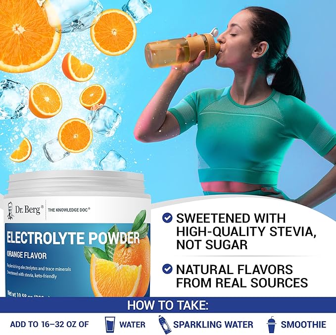 Dr. Berg Zero Sugar Hydration Keto Electrolyte Powder - Enhanced w/ 1000 mg of Potassium & Real