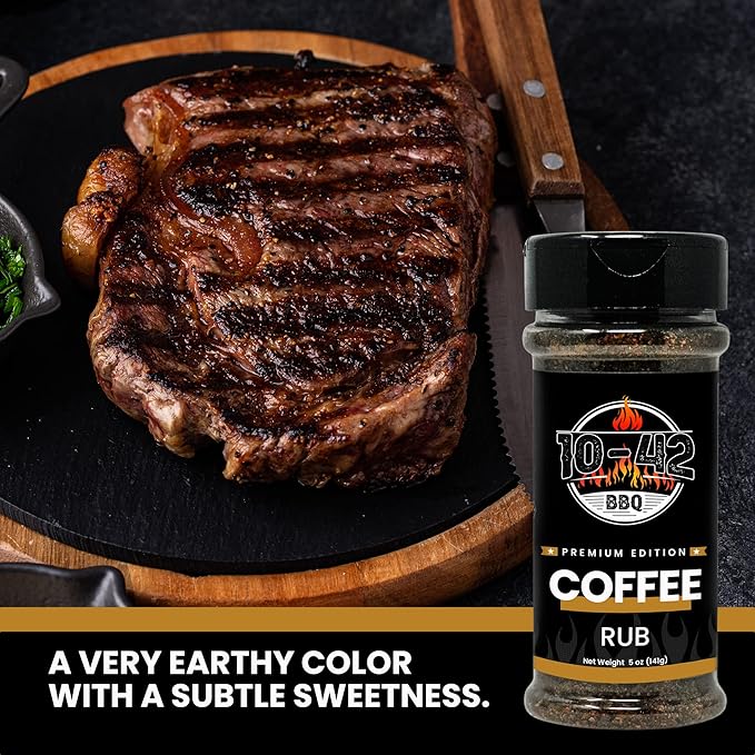 10-42 BBQ Coffee Meat Rub (NO MSG, Low Sodium) 0 Calorie | Premium Edition Steak Seasoning and Dry