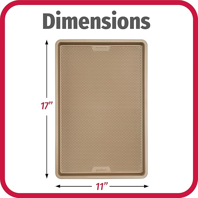GoodCook BestBake Nonstick Textured Carbon Steel Cookie Sheet, 11" x 17", Large Baking Sheet, Even