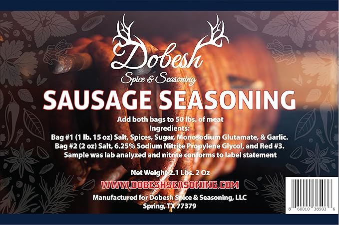 Dobesh Sausage Seasoning Mix with Cure - Czech Flavor Sausage Seasoning Mix for Venison, Beef