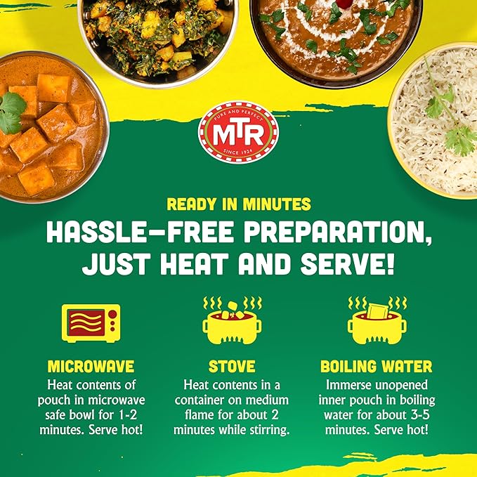 MTR Ready-To-Eat: Dhaba Mix - Assorted Pack of 4 (Alu Methi, Dal Makhani, Paneer Makhani, Jeera